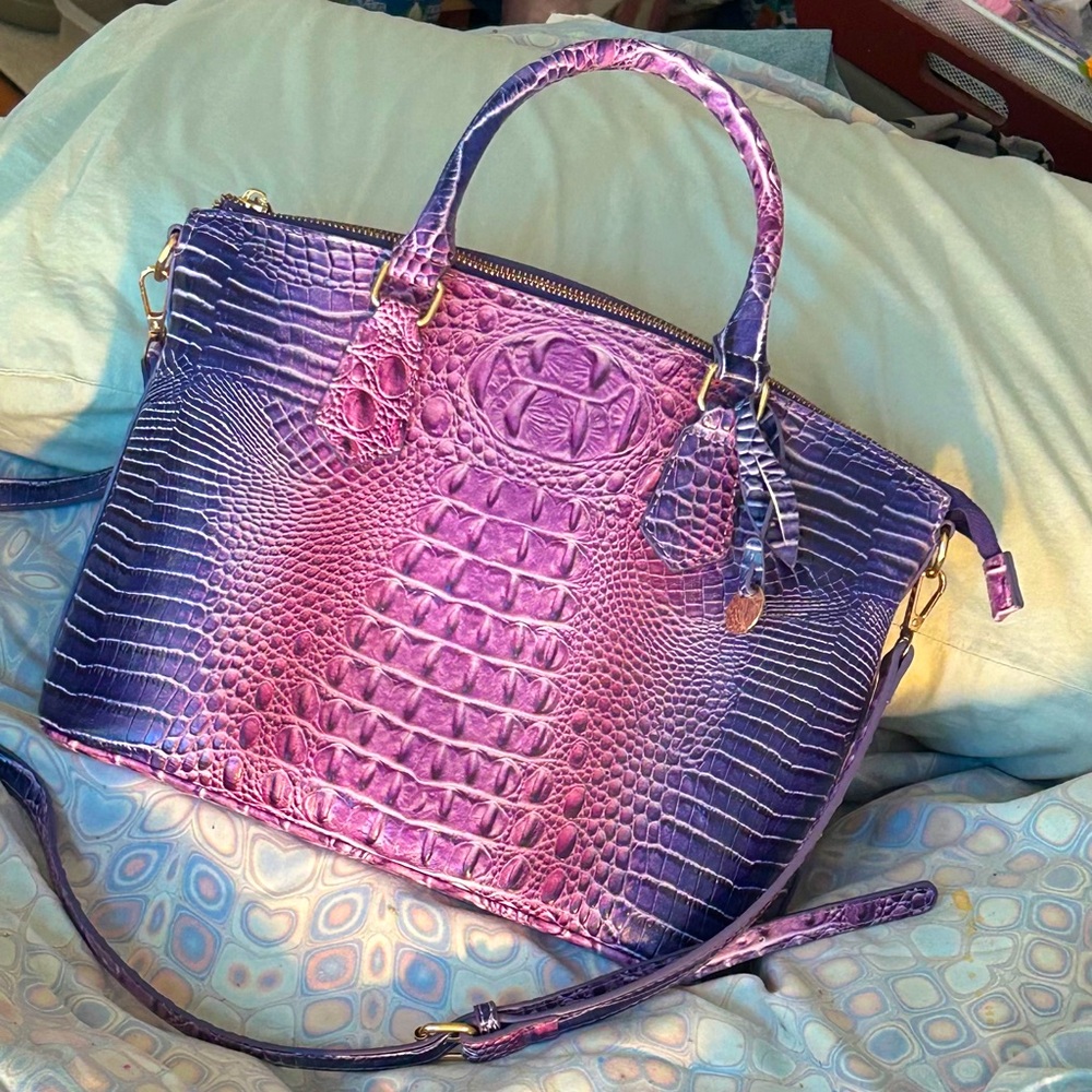 Gorgeous Purple Ombre Crocodile Embossed Satchel